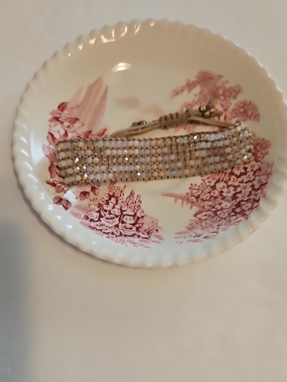 Beaded Neutral Toned Woven Bracelet
